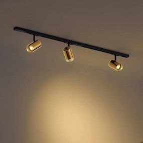 Modern railsysteem zwart met 3 spots goud 1-fase - Iconic Lloyd
