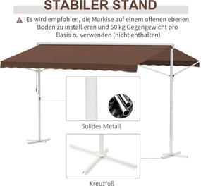 Outsunny Samodzielna markiza, regulowany kąt nachylenia, korbka, stelaż metalowy, odporny na warunki atmosferyczne, 4x3m, Krem