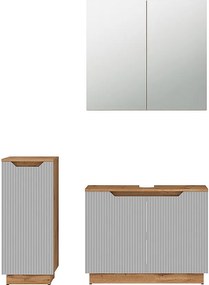 Zestaw mebli łazienkowych dąb/szary w paski 79.6x32x62.1 lotta