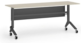 Mobilny stół PRIMO MOVE, 180x60 cm, czarna podstawa, brzoza