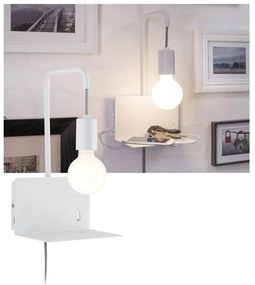 Paulmann 79812 - 1xE27/40W Kinkiet z półką i portem USB CALVANI 230V biały