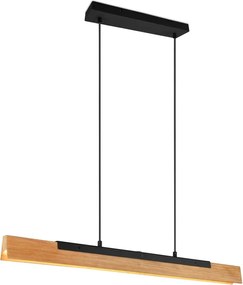Lampa wisząca LED w kolorze matowej czerni z drewnianym kloszem Kerala – Trio