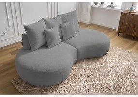 Jasnoszara sofa z materiału bouclé 260 cm Saint-Germain – Bobochic Paris