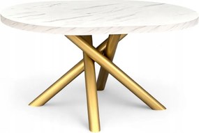 Stół Owalny Złoty 100x140 cm Marmur na metalowych designerskich nogach
