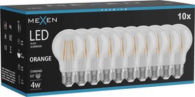 Mexen Vintis 10x żarówka filament LED E27, A60, 4W, 55 lm, orange - L150-E27-04XX-48x10
