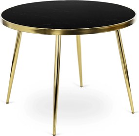 Szklany stół w stylu glamour Tinga 100 cm, czarny marmur/złoty