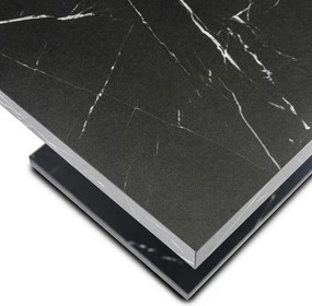 Stół Prostokątny Rozkładany CLARK 120-160 cm Czarny Marmur Glamour