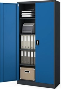 Szafa biurowa Jan dwudrzwiowa 90x40x185 cm antracyt/niebieski