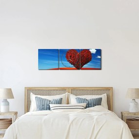 Obraz - Serce z drzewa (z zegarem) (90x30 cm)