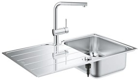 GROHE 31573SD1 - Zestaw zlewozmywaka K500 z ociekaczem i baterią A 86×50 cm, stal nierdzewna
