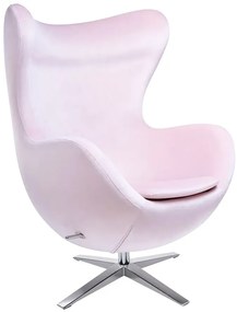 Jasnoróżowy fotel obrotowy jajo do salonu - Arha 2X