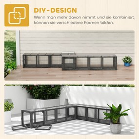 PawHut Tunel dla kota, zabawka z drewna z 3 drzwiami, rozbudowywalny, tunel do zabawy dla kotów do 10 kg, 151,5 x 38,5 cm Szary | Aosom PL