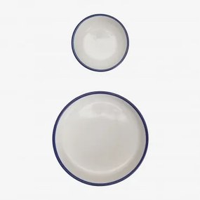 Zestaw 2 Misek Z Gresu Ronilena Biały Gardenia - Niebieski Ken - Sklum