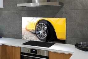 Panel szklany do Kuchni Klasyczne Żółte Auto