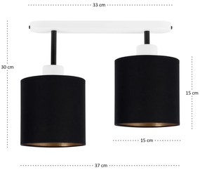 Lampa sufitowa biała dwupunktowy spot z czarnymi abażurami C-3306WE-SC