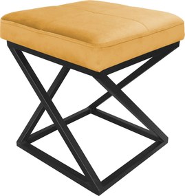 Pufa ZOA tkanina Welur loft ławka podnóżek metal : Kolor Stelaża - Czarny , Kolor tkaniny - VELVET - MG15, Typ tkaniny - Velvet