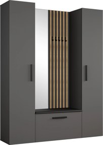 Masseno Garderoba MODULO 160,6/204/40 cm do Przedpokoju Nowoczesna Szara