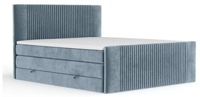 Niebieskie łóżko kontynentalne ze schowkiem 200x200 cm Bergamo – Maison de Rêve