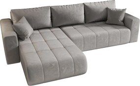 Narożnik z funkcją spania MILO Monolith 84 jasnoszary lewy sofa w kształcie L z pojemnikiem na pościel sofa do salonu, sofa rozkładana, sofa z pojemnikiem