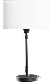 Lampa stołowa czarna z owalnym abażurem lnianym białym 35 cm - Parte