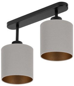 Lampa sufitowa czarna dwupunktowy spot z szarymi abażurami C-3306SC-GR