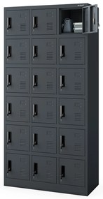 Skrytkowa szafa socjalna KAROL, 900 x 1850 x 400 mm, antracytowa