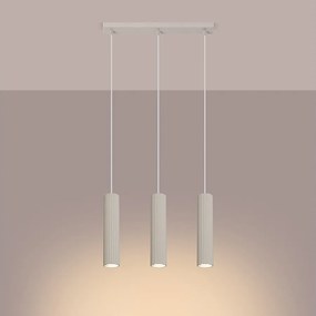 Lampa wisząca minimalistyczny Gloow, aluminium - 3 źródło światła 3000K - L.45 x H.98 cm - beżowy