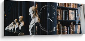 Obraz - W bibliotece (z zegarem) (90x30 cm)