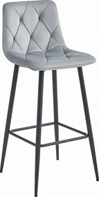 Krzesło barowe Valora KODA, srebrno-szary aksamit z czarnymi stalowymi nogami x1