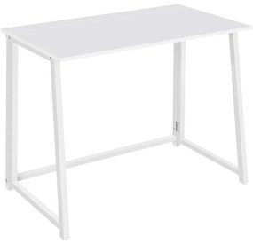 Zestaw do biura – składany stół ZARIMO 80×40 cm biały + krzesło biurowe AVOLA VELVET jasnobrązowe