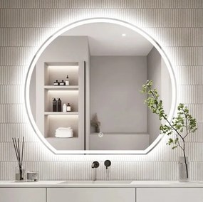 LUSTRO LED FI50cm X02 WŁĄCZNIK DOTYKOWY PIASKOWANE ŁAZIENKOWE Z PODŚWIETLENIEM