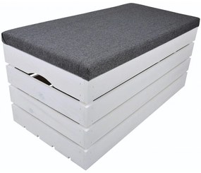 Pufa kufer skrzynia drewniana sosnowa siedzisko 80cm malowana biała