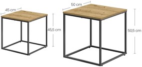 Zestaw 2 kwadratowych stolików kawowych 2w1 dąb artisan K5-T63