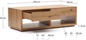 Stolik w dekorze dębu w naturalnym kolorze 60x140 cm Alguema – Kave Home