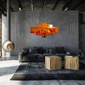 Obraz kwitnącego pola z tulipanami (125x70 cm)