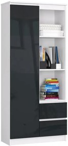 Regał biurowy z szufladami i półkami biały + grafit połysk M3-N48