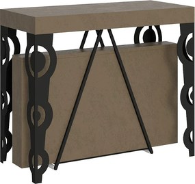 Konsola rozkładana 90x40/196 cm Aceres Small szaro-beżowy rama w kolorze antracytu