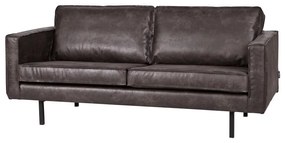Czarna sofa z obiciem ze skóry z recyklingu BePureHome Rodeo, 190 cm