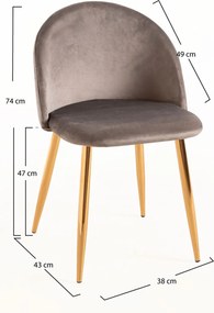 Zestaw 4 Krzese Vint Aksamitne Golden