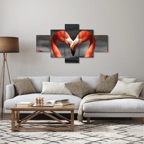 Obraz dwóch zakochanych flamingów (125x70 cm)
