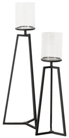 Szklane świeczniki na metalowym stelażu Cosa, 75-95 cm