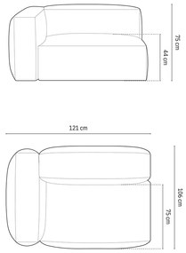 Zielony moduł sofy z materiału bouclé (lewostronny) Martina – Micadoni Home