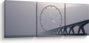 Obraz mostu we mgle (z zegarem) (90x30 cm)