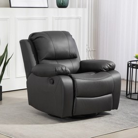 HOMCOM Fotel Relaksacyjny Fotel do Relaksu Regulowany Oparcie Podnóżek Obrotowy Stalowa Rama 93cm 150kg Czarny | Aosom PL