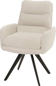 Krzesło do jadalni MCW-G66 Bouclé,  kremowy biały, z podłokietnikiem