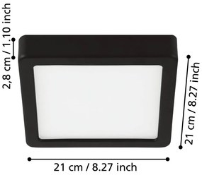 Czarna lampa sufitowa LED 21x21 cm FUEVA 5 – EGLO