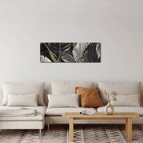 Obraz - Złota dżungla (z zegarem) (90x30 cm)