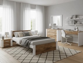 Łóżko IKAROS 90 x 200 cm, dąb artisan/biały Stelaż: Ze stelażem listwowym rolowanym, Materac: Materac Coco Maxi 20 cm