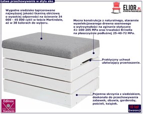 Biała Drewniana Skrzynia Z Siedziskiem 38 Kolorów T8-P64