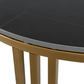 Stolik kawowy ceramiczny Korin 70 cm, czarny marmur/złoty